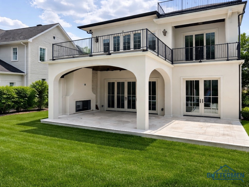 Seamless gutter installation on home